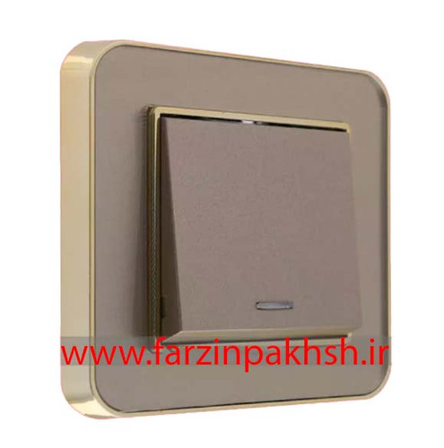 کلید و پریز توکار ایران الکتریک مدل ارس متال طلایی بژ