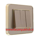 کلید و پریز توکار ایران الکتریک مدل ارس متال طلایی بژ