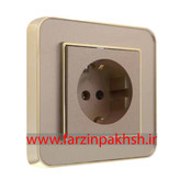 کلید و پریز توکار ایران الکتریک مدل ارس متال طلایی بژ