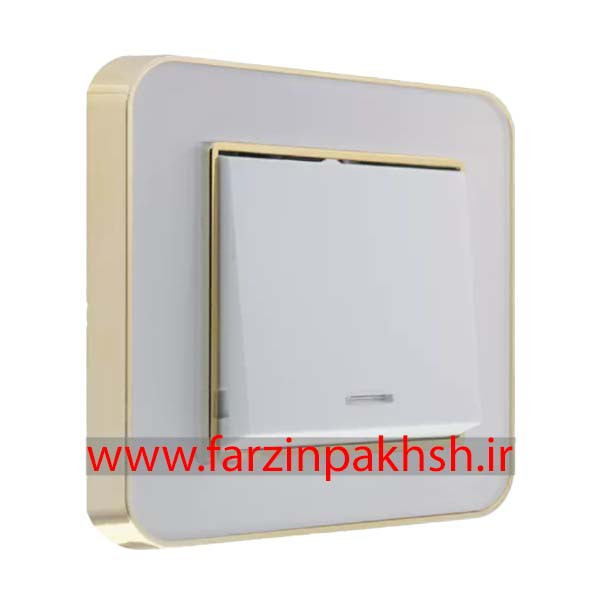 کلید و پریز توکار ایران الکتریک مدل ارس متال طلایی سفید