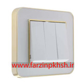 کلید و پریز توکار ایران الکتریک مدل ارس متال طلایی سفید