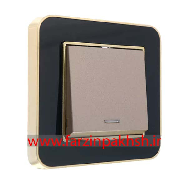 کلید و پریز توکار ایران الکتریک مدل ارس متال طلایی مشکی بژ