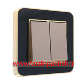 کلید و پریز توکار ایران الکتریک مدل ارس متال طلایی مشکی بژ