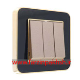 کلید و پریز توکار ایران الکتریک مدل ارس متال طلایی مشکی بژ