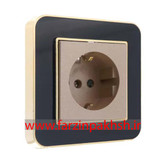 کلید و پریز توکار ایران الکتریک مدل ارس متال طلایی مشکی بژ