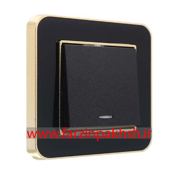 کلید و پریز توکار ایران الکتریک مدل ارس متال طلایی مشکی