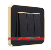 کلید و پریز توکار ایران الکتریک مدل ارس متال طلایی مشکی