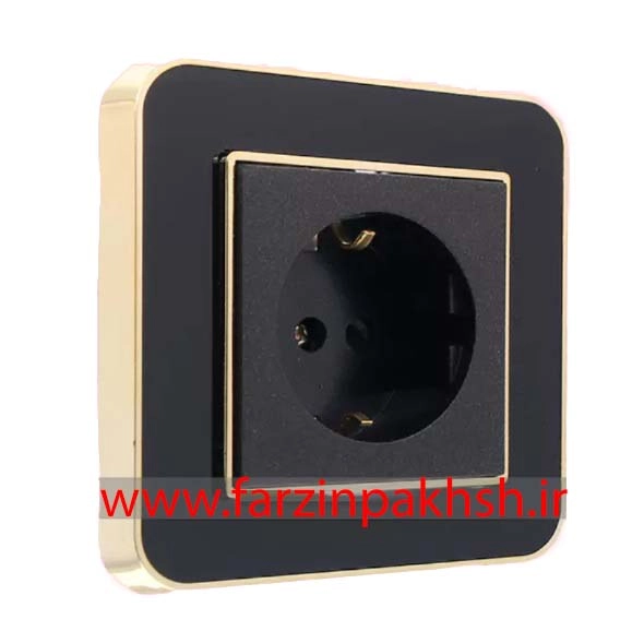 کلید و پریز توکار ایران الکتریک مدل ارس متال طلایی مشکی
