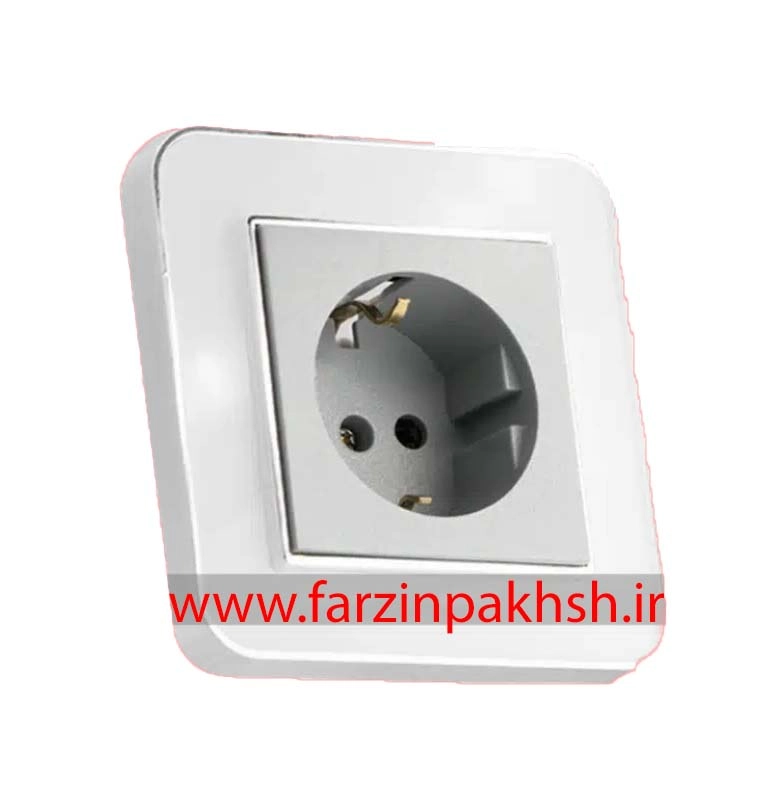 کلید و پریز توکار ایران الکتریک مدل ارس متال سیلور سفید میان نقره