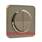 کلید و پریز توکار ایران الکتریک مدل اسپیناس طلایی بژ