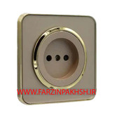 کلید و پریز توکار ایران الکتریک مدل اسپیناس طلایی بژ