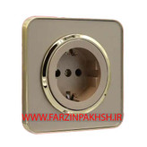 کلید و پریز توکار ایران الکتریک مدل اسپیناس طلایی بژ