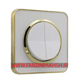 کلید و پریز توکار ایران الکتریک مدل اسپیناس طلایی سفید