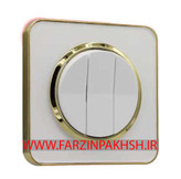 کلید و پریز توکار ایران الکتریک مدل اسپیناس طلایی سفید