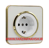 کلید و پریز توکار ایران الکتریک مدل اسپیناس طلایی سفید