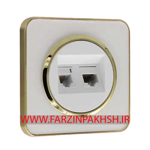 کلید و پریز توکار ایران الکتریک مدل اسپیناس طلایی سفید