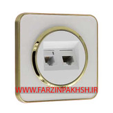 کلید و پریز توکار ایران الکتریک مدل اسپیناس طلایی سفید