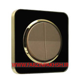 کلید و پریز توکار ایران الکتریک مدل اسپیناس طلایی مشکی میان بژ