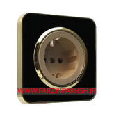 کلید و پریز توکار ایران الکتریک مدل اسپیناس طلایی مشکی میان بژ