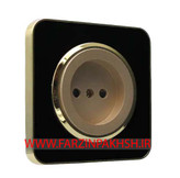 کلید و پریز توکار ایران الکتریک مدل اسپیناس طلایی مشکی میان بژ