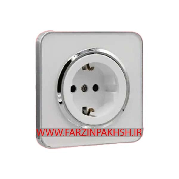 کلید و پریز توکار ایران الکتریک مدل اسپیناس سیلور سفید