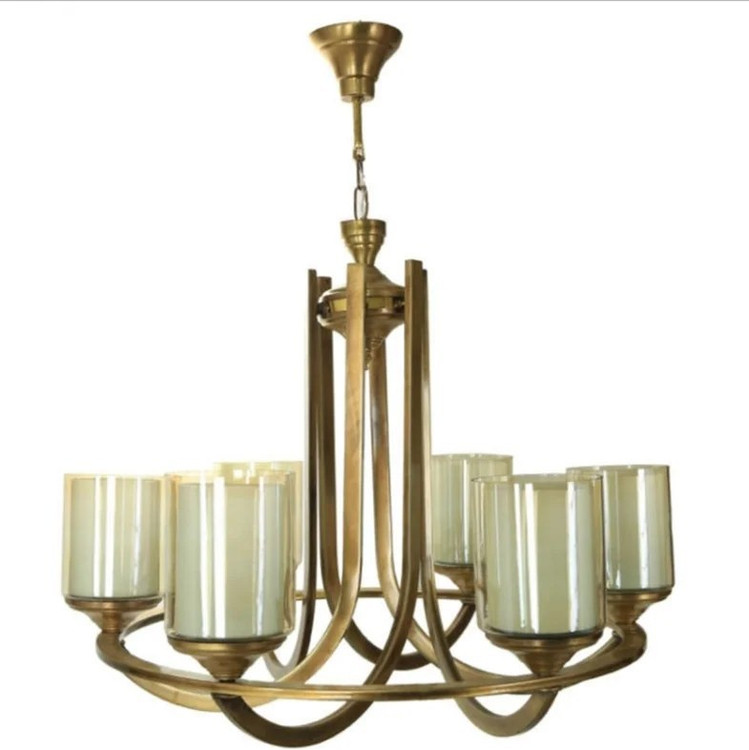 لوستر فلزی تک رینگ دو گلس