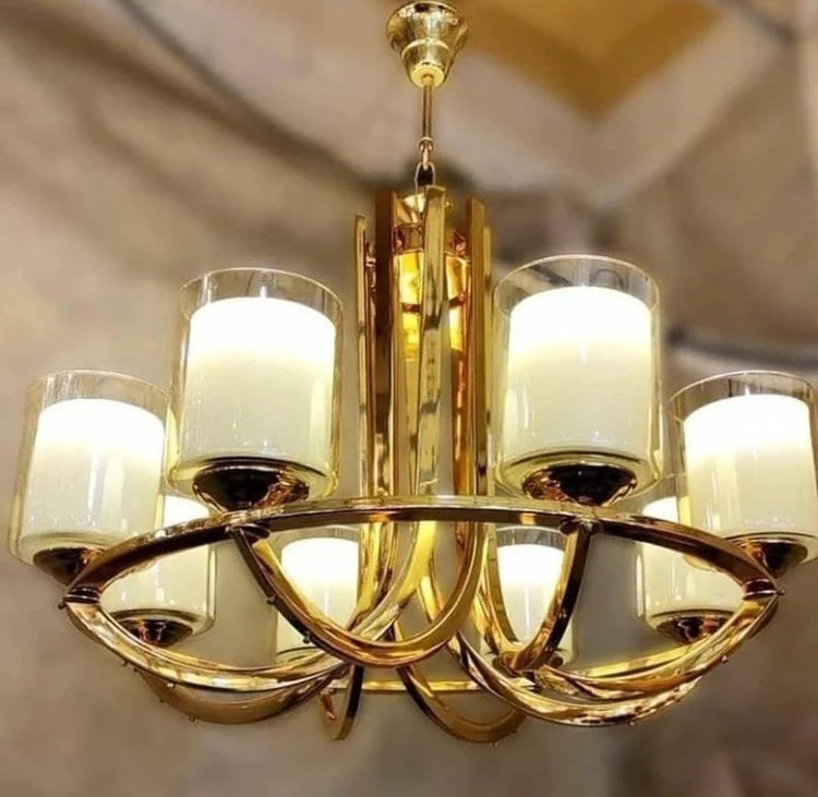 لوستر فلزی تک رینگ دو گلس