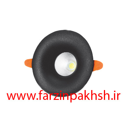 چراغ سقفی توکار 7 وات cob پارس شعاع توس مدل آمیتریس بدنه مشکی