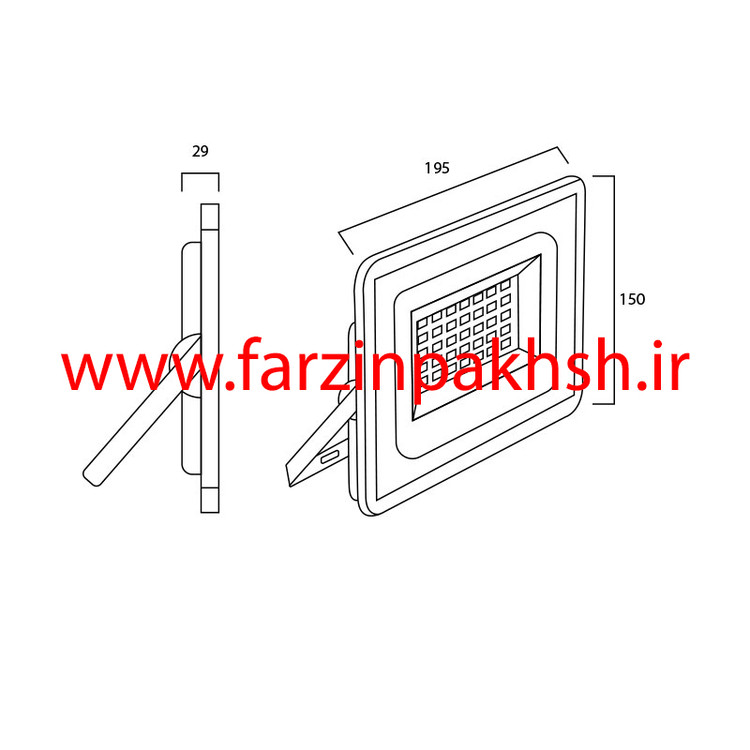 پروژکتور 50 وات SMD (48 ولت) مسافرتی پرتو نور توس مدل هانیس