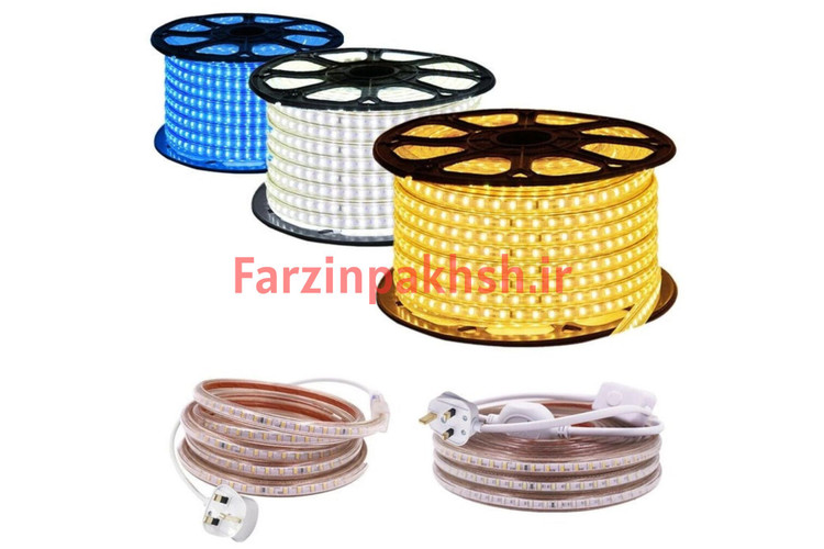 ریسه شلنگی 6 وات 220 ولت دو ردیفه 88 لامپ با روکش سفید نویگیت مدل 5730 کلاف 100 متری