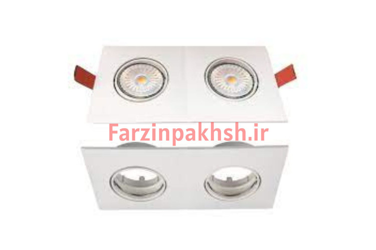 قاب هالوژن 2 شعله رنگ سفید بدنه چراغ متحرک ABS اپتونیکا مدل OP0002-S
