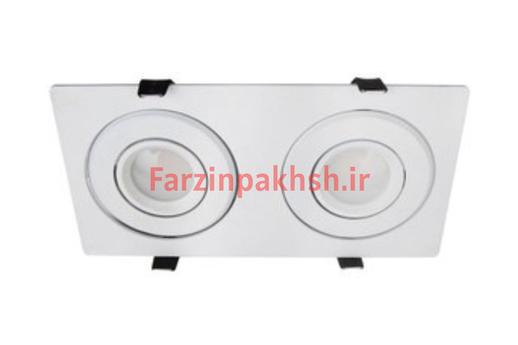 قاب هالوژن 2 شعله رنگ سفید بدنه چراغ متحرک ABS اپتونیکا مدل OP0002-S