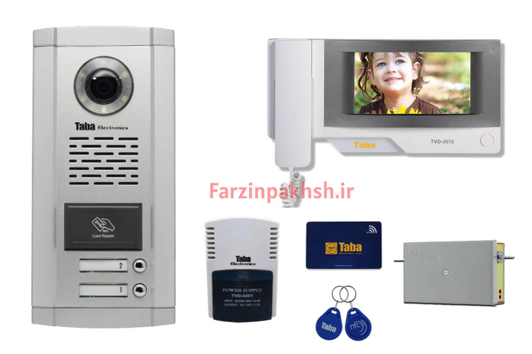 پکیج کامل آیفون تصویری تابا مدل 3070 با پنل کارتخوان ( ۱ تا ۱۴ واحدی)