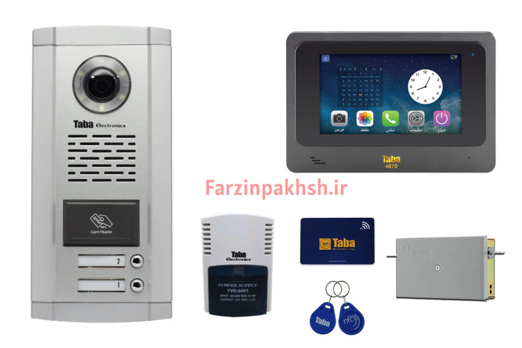 پکیج کامل آیفون تصویری تابا مدل 4070 با پنل کارتخوان ( ۱ تا ۱۴ واحدی)