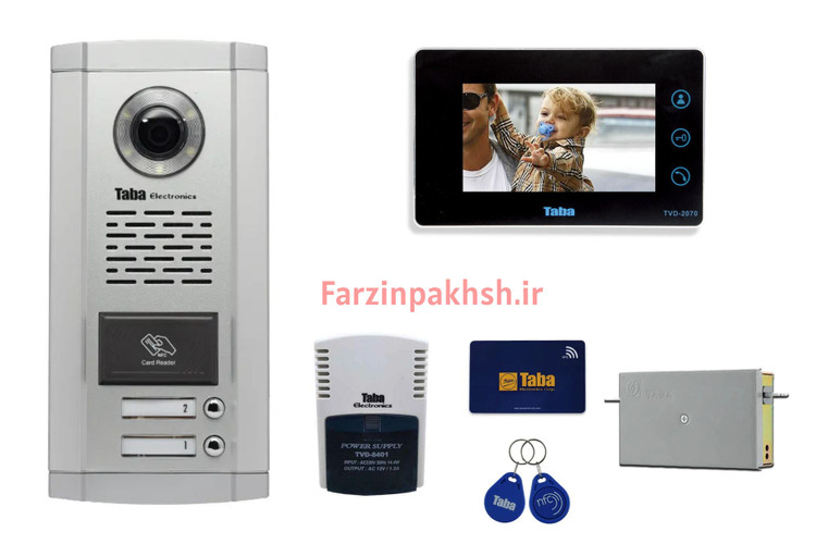 پکیج کامل آیفون تصویری تابا مدل 2070 با پنل کارتخوان ( ۱ تا ۱۴ واحدی)