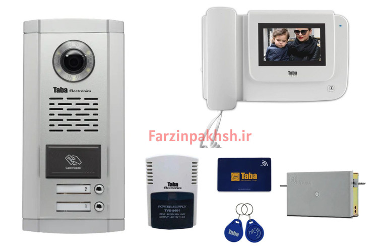 پکیج کامل آیفون تصویری تابا مدل 1043 با پنل کارتخوان ( ۱ تا ۱۴ واحدی)