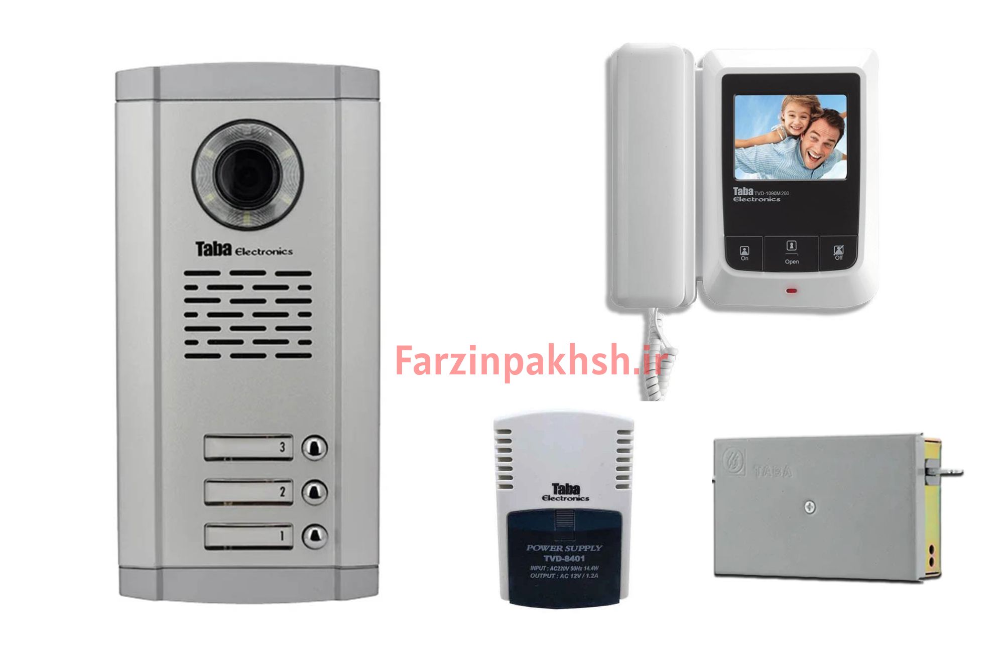 پکیج کامل آیفون تصویری تابا مدل 1090 با پنل کارتخوان ( ۱ تا ۱۴ واحدی)