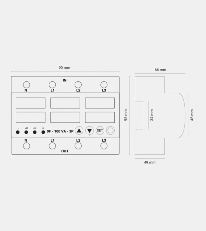 محافظ سه فاز ولتاژ و جریان 100 آمپری برند دیپ فیوژن 380V
