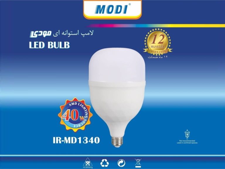 لامپ استوانه ای 40 وات مودی پایه E27 مدل MD1340