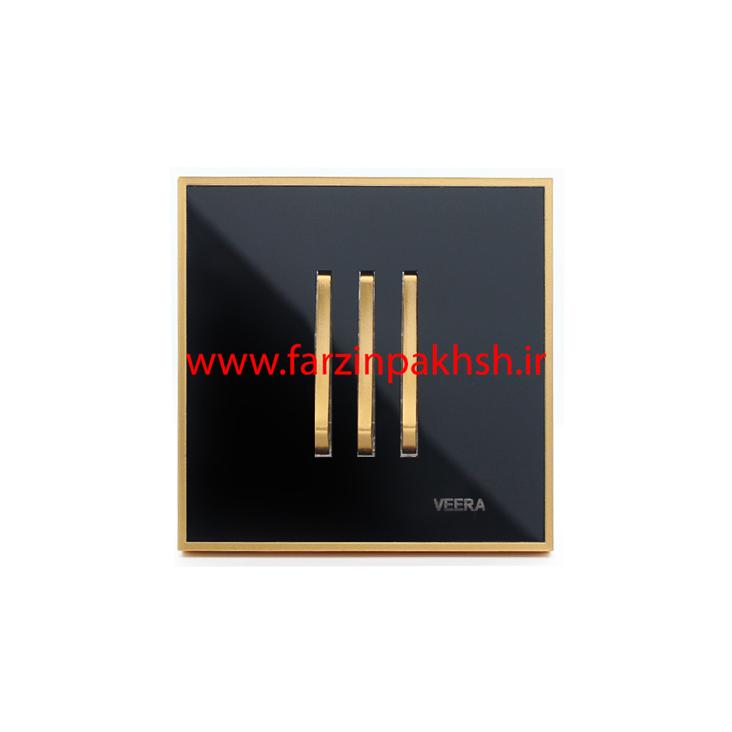 کلید و پریز توکار ویرا مدل شهاب مشکی زه طلایی