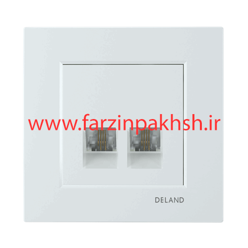 پریز تلفن دو سوکت (چهار خط) توکار دلند مدل آسا