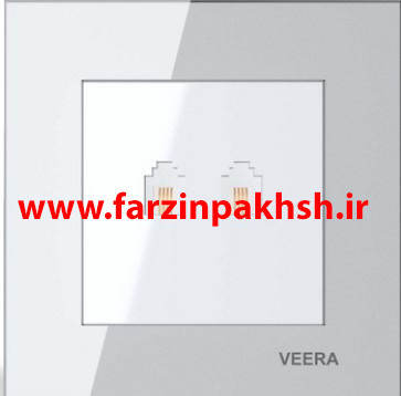 پریزتلفن دو سوکت(چهارخط) توکار ویرا مدل کریستال سفید