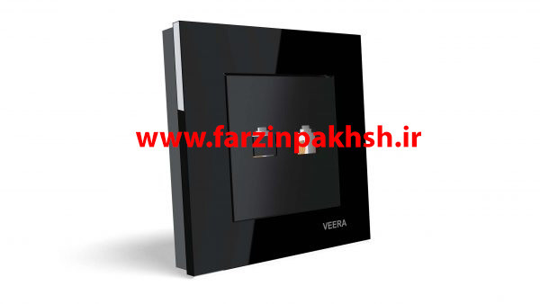 پریز تلفن دو سوکت (چهارخط) توکار ویرا مدل کریستال مشکی