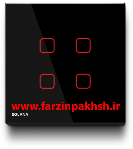 کلید چهار پل لمسی توکار سولانا مدل مشکی