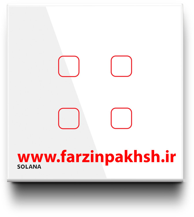 کلید چهار پل لمسی توکار سولانا مدل سفید