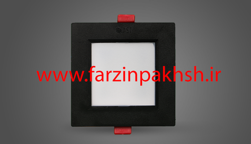 چراغ پنلی SMD توکار 9 وات مربعی پارس شعاع توس مدل سولاریس بدنه مشکی