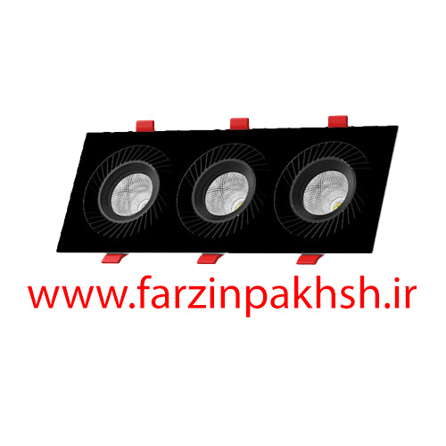 چراغ سقفی 3×7 وات پارس شعاع توس مدل تریلایت متحرک بدنه تمام مشکی