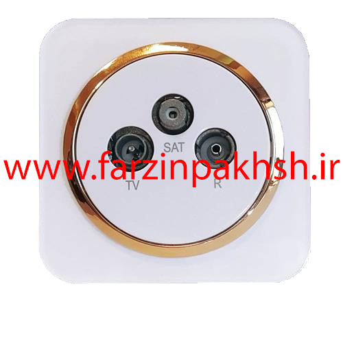 کلید و پریز توکار دلند مدل آدا سفید زه طلایی