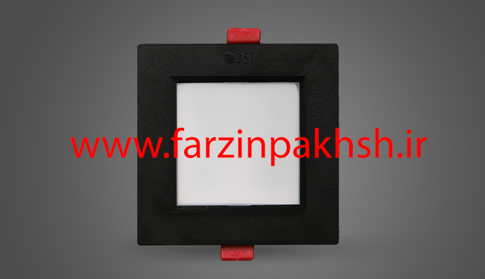 چراغ پنلی SMD توکار 7 وات مربعی پارس شعاع توس مدل سولاریس بدنه مشکی