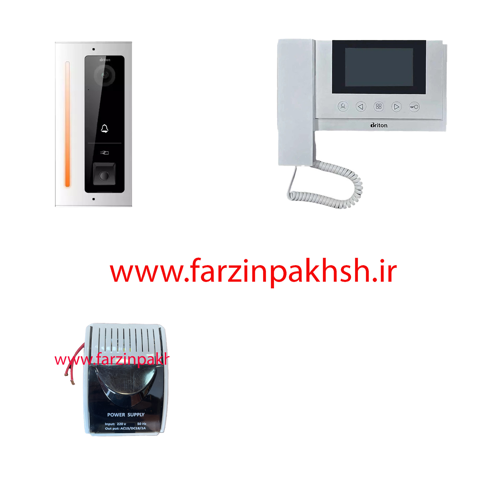 پک آیفون تصویری حافظه دار 4330 برایتون با پنل کریستال 1 تا 10 واحدی سفید